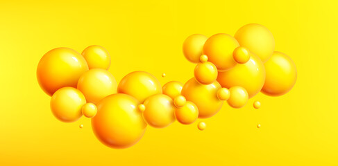 3d Yellow Bubbles Background
