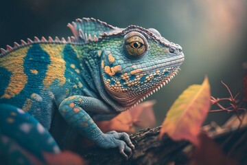 Tropical Elegance: Iguana Perched on a Branch, Basking in Sunlight. A Majestic Reptilian Moment, Perfect for Injecting Exotic Serenity