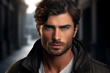 Fototapeta premium Generative ai technology create portrait of young handsome man