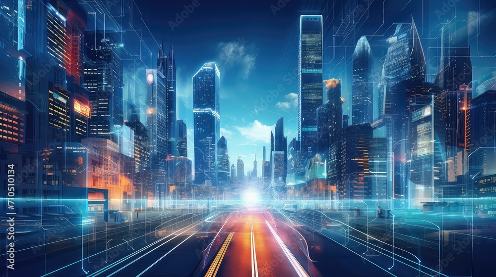 Wall mural transformation technology innovation background illustration artificial intelligence, learning autom