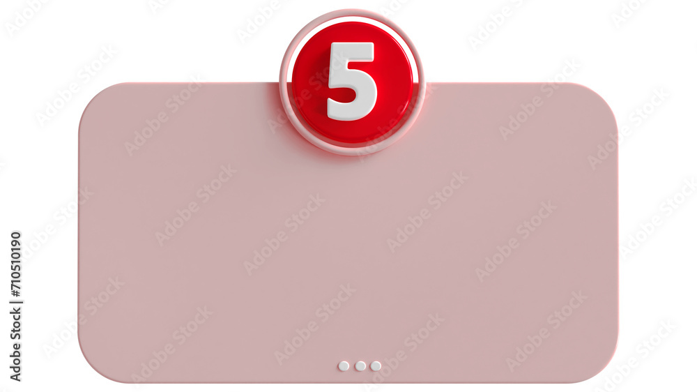 Poster 3d number 5 with text box empty 3d render