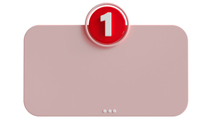 3d number 1 with text box empty 3d render