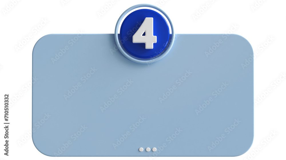 Fototapete 3d number 4 blue with text box empty 3d render