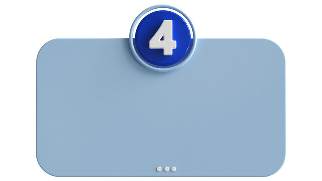 3d number 4 blue with text box empty 3d render