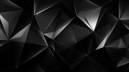 Fototapeta premium Abstract geometric shapes: 3d effect with lines, triangles, light, and shadow. Black and white gradient background in modern, futuristic style