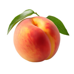 Fototapeta na wymiar a peach with green leaves
