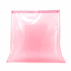 One pink plastic bag isolated on white background