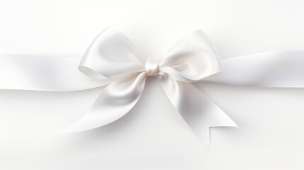 One white satin ribbon isolated on white background