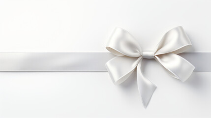 One white satin ribbon isolated on white background