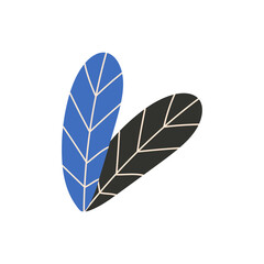 Blue and black leaves. Symbol of love, romance. Design for Valentine's Day. Spring element.