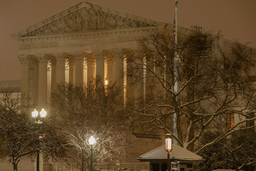 Supreme Court of the United States in winter. Night photo of Supreme Court of the United States in...