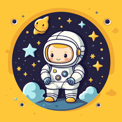 illustration of a cute astronaut amidst the stars