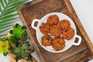 Crispy fried lentil fritters,Parippu ,dal, paripu vada from South Indian cuisine. savoury fried snack also called dal vada, vadai or Masala vada is a popular South Indian street food 