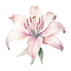 Fototapeta na wymiar Lily flower watercolor illustration. Floral blooming blossom painting on white background