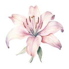 Naklejka premium Lily flower watercolor illustration. Floral blooming blossom painting on white background