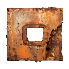 Piece of rusted metal on transparent background Generative Ai