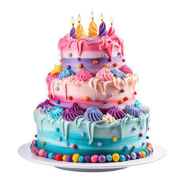 birthday cake with candles isolated on transparent background Remove png, Clipping Path, pen tool
