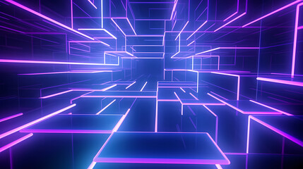 Obraz premium Abstract geometric lines background, technological lines background and light effects, 3D rendering