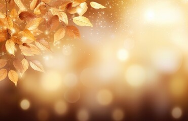 Golden Autumn Bliss: Warm Hues and Soft Light Among Fall Leaves - Generative AI