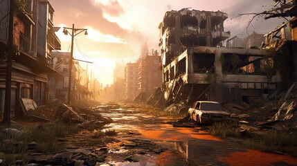 abandoned city overgrown with jungle