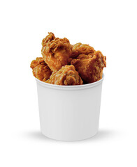 Bucket With Chicken Tenders on white background