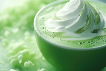 Green tea matcha mixed with milk texture.