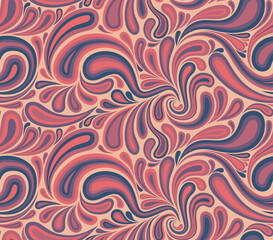 Abstract curly drops seamless pattern.  floral endless camo ornament texture. 