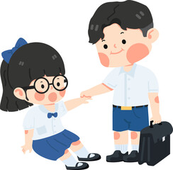 kid helping friend that falling