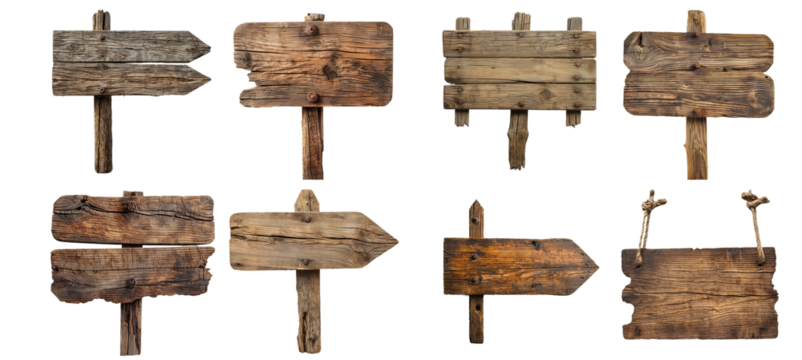 set of blanck wooded sign boards 