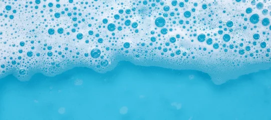 Foto op Plexiglas Blue water bubble. White soap foam © Bowonpat