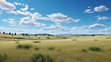 Fototapeta na wymiar grassland with blue sky
