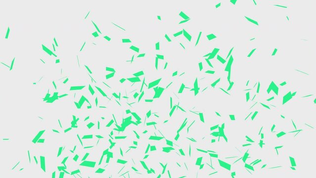 Festive background with stylized Turquoise Confetti falling down isolated on white, green and alpha matte background