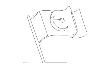 The Pakistani flag is flying