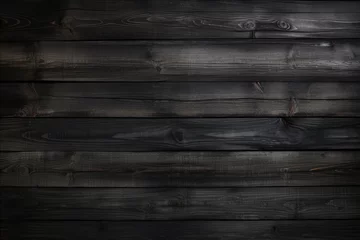 Tuinposter Black wood texture background. © darshika
