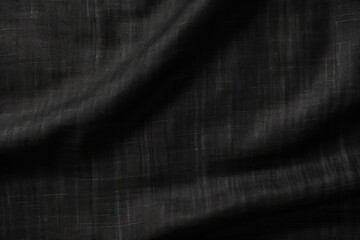 Black organic fabric bag pattern on linen background. - obrazy, fototapety, plakaty