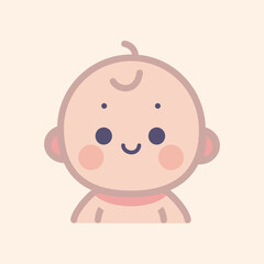 Cute simple flat  style baby face, vector illustration