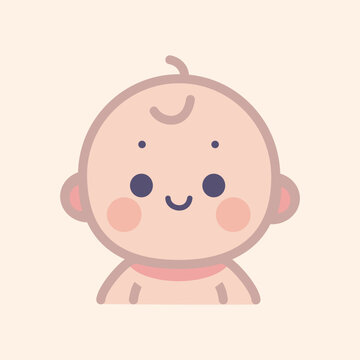 Cute simple flat  style baby face, vector illustration