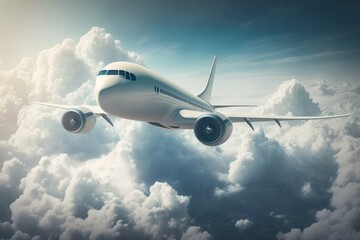 Naklejka na ściany i meble airplane in the clouds