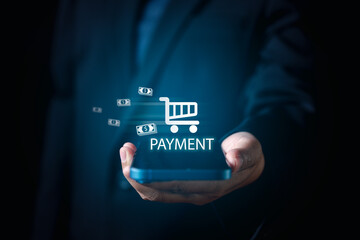 Digital Commerce at Your Fingertips Handheld Smartphone Unveils Virtual Screen for Seamless Online Shopping