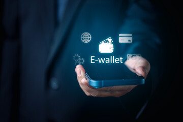Secure Mobile Banking Hand Holding Smartphone with Digital Wallet for Online Transactions