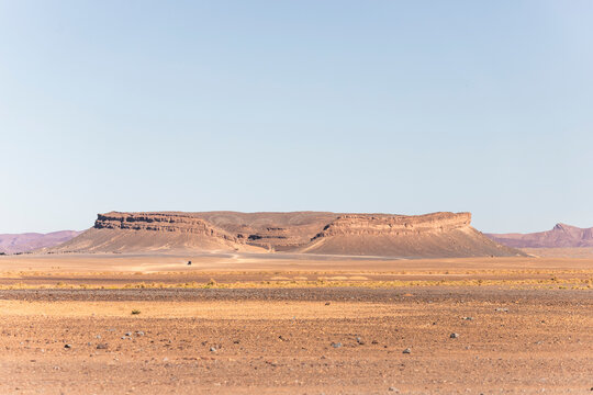 View of the plateau and valley near the Sahara desert in Errachidia Province, Morocco.