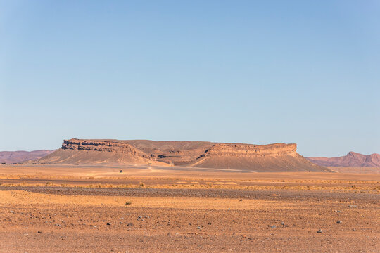 View of the plateau and valley near the Sahara desert in Errachidia Province, Morocco.