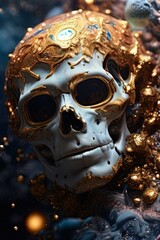 The skull of an alien creature on a lost planet