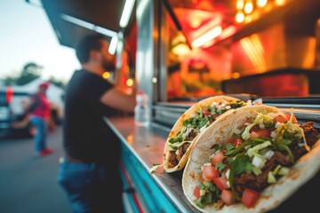 Tourists relishing street tacos at a food truck