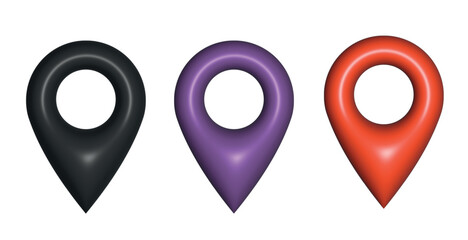 3D set of map pointers. a set of location icons. location