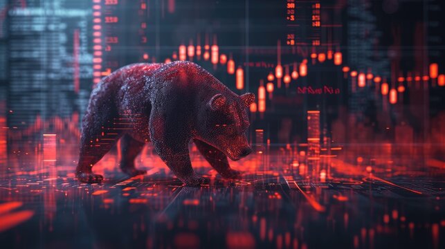 Financial and business abstract background with candle stock graph chart. Bull vs bear concept traders concept