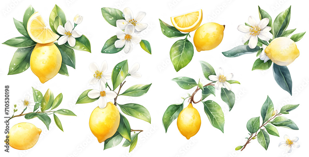 Wall mural watercolor lemon clipart for graphic resources - Wall murals