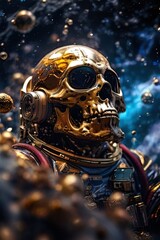 The golden skull of an astronaut