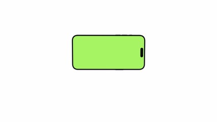 Mobile phone with blank green screen, front view, isolated on white background. For presentation on mockup screen 3D render