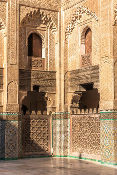 View of the Madrasa Bou Inania, an old Koranic school in Meknes Medina, Morocco.